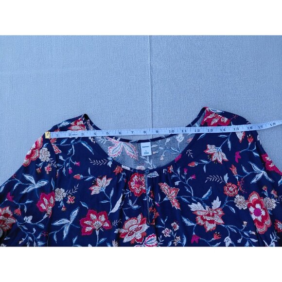 Old Navy Long Sleeve Global Fashion Dress Large Navy Floral Gathered Cottagecore - Picture 6 of 10